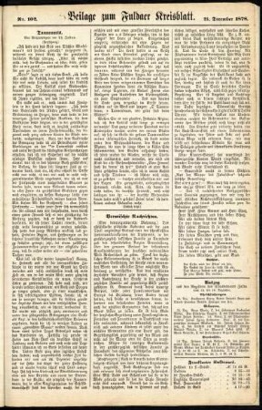 Zweite Ausgabe vom Samstag, den 21. Dezember 1878.