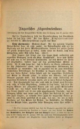Die Debatte vom 27. Januar 1882 im ungarischen Abgeordnetenhaus über die deutsche Bewegung : 