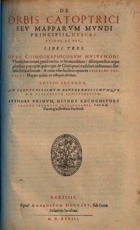 De orbis catoptrici seu mapparum mundi principiis descriptione ac usu libri tres