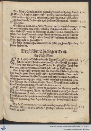 Bepstischer Theologen Teutsche Schrifften.