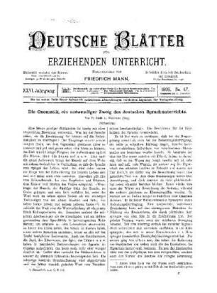 Die Onomatik, ein notwendiger Zweig des deutschen Sprachunterrichts : (Fortsetzung)