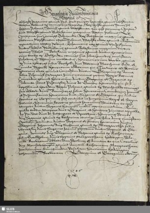 Bl. 1b: Genealogia Ducum Inferioris Glogouie. 1546