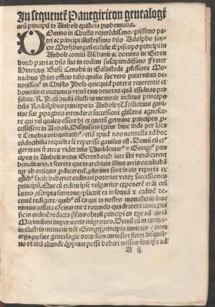 In sequentem Panegiricon genealogiarum principum in Anholt epistola prohemialis.