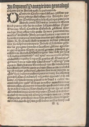In sequentem Panegiricon genealogiarum principum in Anholt epistola prohemialis.