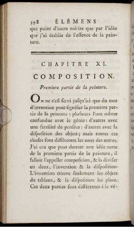 Chapitre XI. Composition. Premiere partie de la peinture