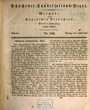 Münchener Conversations-Blatt. 1833,2 = 5. Jg.