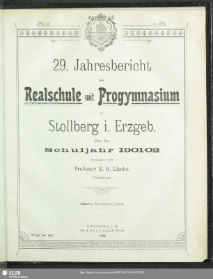29.1901/02: Jahresbericht der Realschule mit Progymnasium zu Stollberg i. Erzgeb. : über das Schuljahr ...