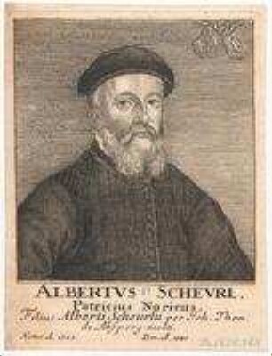 Albrecht (II.) Scheurl, Nürnberger Patrizier, Sohn des Albrecht (I.) Scheurl, den Hans Thomas von Absberg getötet hatte; geb. 1525; gest. 1580