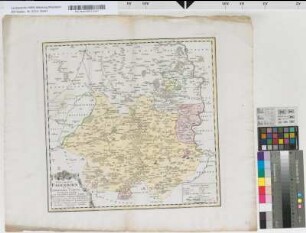 Bistum Paderborn mit Reichsabtei Corvey, Lippe, Grafschaft, Paderborn, Fürstbistum, Pyrmont, Grafschaft, Ravensberg, Grafschaft, Rietberg, Grafschaft, Territorium: Episcopatus Paderborn nec non Abbatiae Corvei Territorium seculare cum adjacentibus Comitatibus Lippe, Ravensberg, Pyrmont, Rietberg. ex prototypo, quem Ioh. Gigas de Paderborn. Episcopatu olim delineavit, desumtum, aliisque subsidiis recentioribus auctum & emendatum. Curantibus Homannianis Heredibus. A. 1757