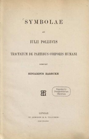 Symbolae ad Iulii Pollucis tractatum de partibus corporis humani