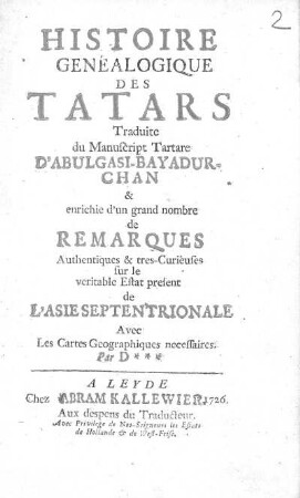 Histoire genealogique des Tatars