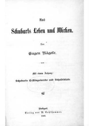 Aus Schubarts Leben und Wirken
