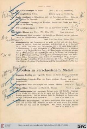 Arbeiten in verschiedenem Metall (Nr. 124-149)