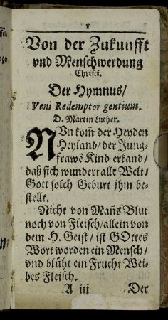 Von der Zukunfft und Menschwerdung Christi.