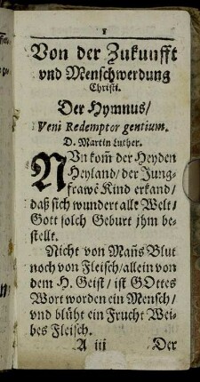 Von der Zukunfft und Menschwerdung Christi.