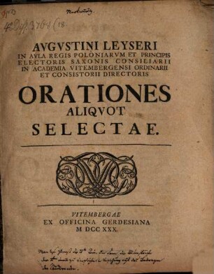 Orationes aliquot selectae