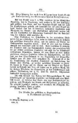 Bezeichnung der nach dem Allgemeinen Land-Recht zur Unterhaltung der IV. Elementarschulwesen Verpflichteten : [ IV. Elementarschulwesen]