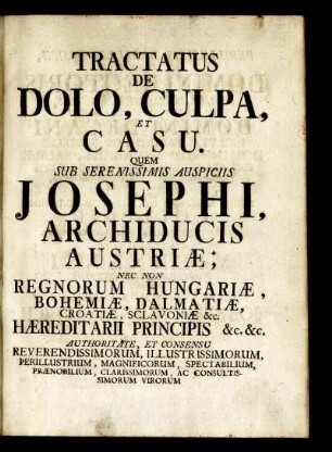 Tractatus De Dolo, Culpa, Et Casu