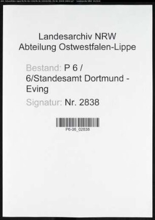 Sterberegister Standesamt Dortmund-Eving (V)