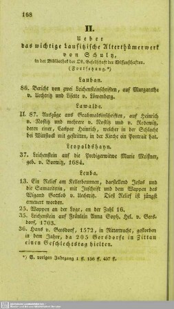 Ueber das wichtige Lausitzische Alterthümerwerk von Schultz : (Fortsetzung)