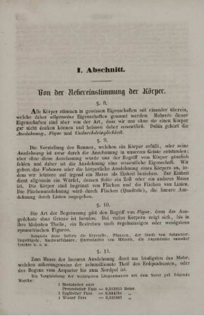 I. Abschnitt. Von der Übereinstimmung der Körper.
