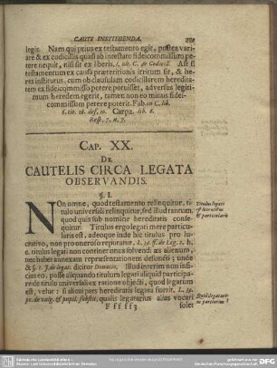 Cap. XX. De Cautelis Circa Legata Observandis