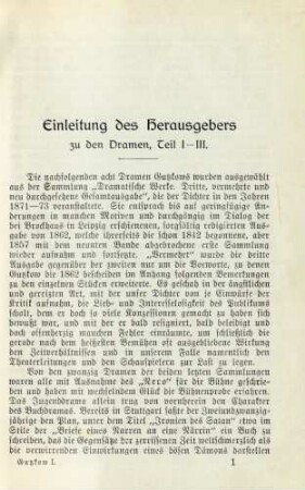 Einleitung des Herausgebers zu den Dramen, Teil I - III.