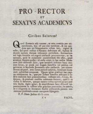 2r, Pro-Rector et Senatus Academicus Civibus Salutem!
