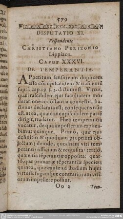 Disputatio XI. Respondente Christiano Perizonio Lippiaco [Caput XXXVI.-XXXVIII.]