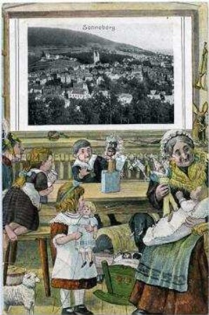 Ansicht von Sonneberg mit spielenden Kindern