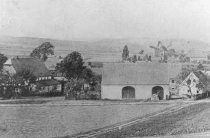Obercunnersdorf. Ortsansicht mit Liebemühle (vorn) und Heinrichsmühle, Repro