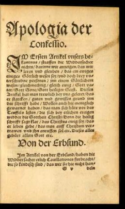 Apologia der Confessio.