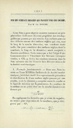 Sur les surfaces réglées qui passent par une courbe.