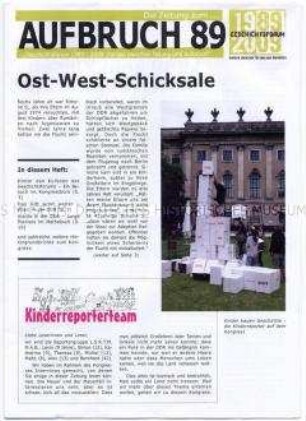 Sonderdruck zum Geschichtsforum "Aufbruch 89" anlässlich des 20. Jahrestages des "Mauerfalls"