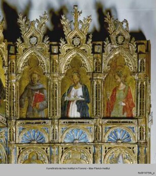 Madonna mit zwölf Heiligen und Kreuzigung