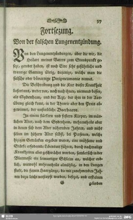 Fortsetzung. Von der falschen Lungenentzündung