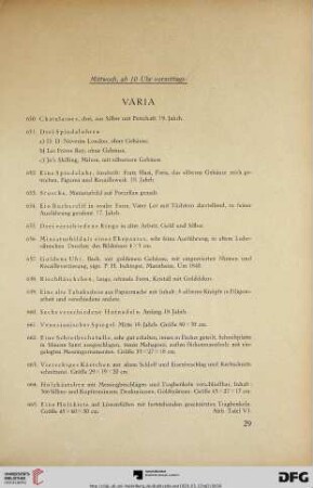 Mittwoch, ab 10 Uhr vormittags (Nr. 650-854)