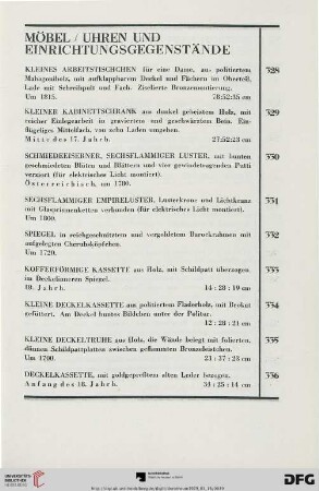 Möbel/Uhren und Einrichtungsgegenstände (Nr. 328-375)