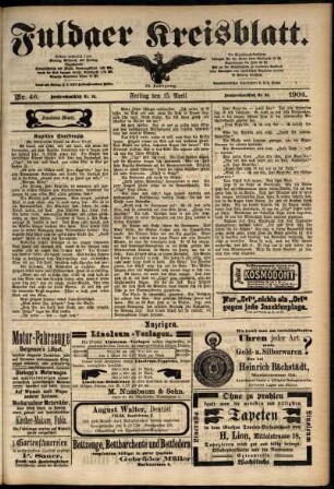 Zweite Ausgabe vom Freitag, den 15. April 1904.