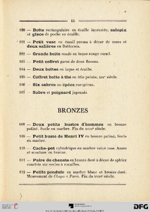 Bronzes (Nr. 108-122)