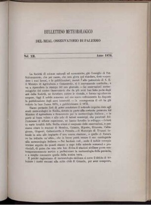 Bullettino Meteorologico Del Real Osservatorio Di Palermo