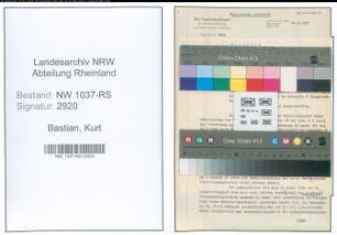 Entnazifizierung Kurt Bastian , geb. 12.02.1906 (Fachvorsteher)