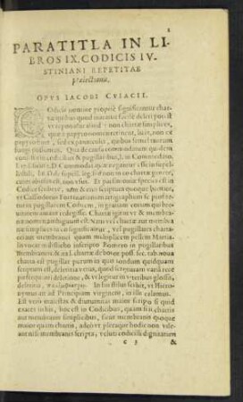 Paratitla In Libros IX. Codicis Iustiniani Repetitae praelectionis.