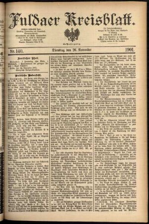 Erste Ausgabe vom Dienstag, den 26. November 1901.