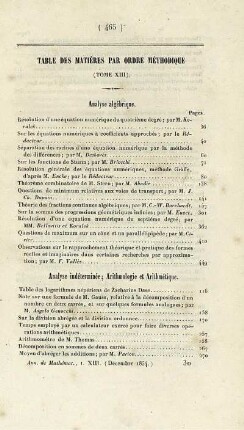 Table des matières par ordre méthodique.