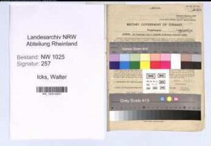 Entnazifizierung Walter Icks , geb. 18.03.1887 (Wachtmeister)