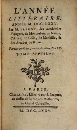 L' année littéraire. 1775,7
