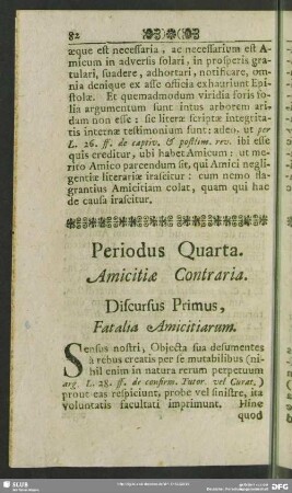 Periodus Quarta. Amicitiae Contraria
