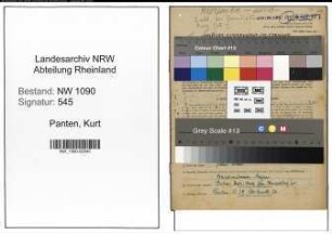 Entnazifizierung Kurt Panten , geb. 28.05.1912 (Arbeiter)