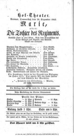 Marie, oder: Die Tochter des Regiments